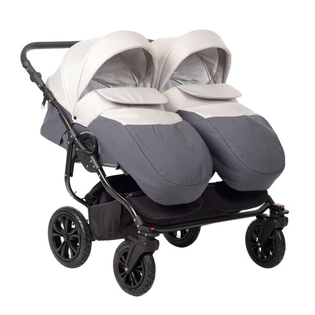 Коляска для двойни Indigo  CHARLOTTE Sity DUO, cs 01 т.серый+св.бежевый